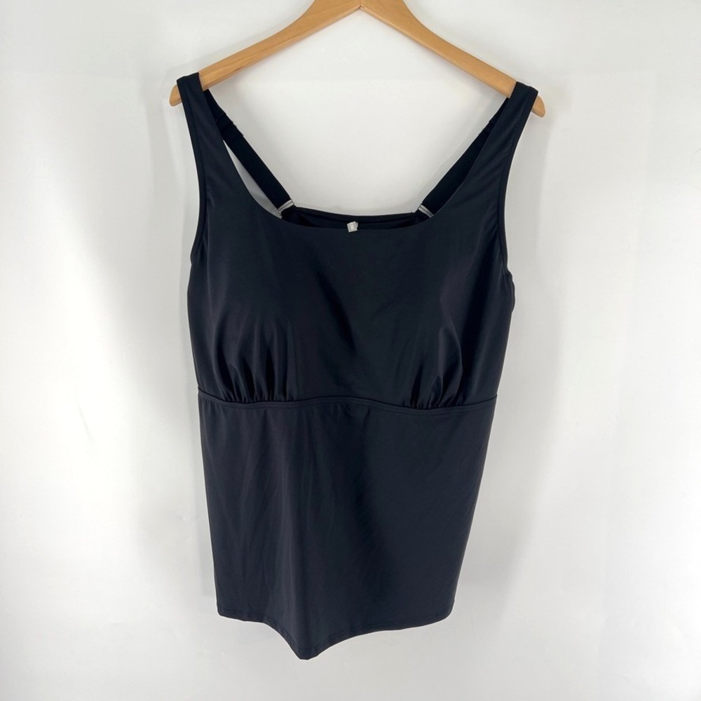 Lands' End Tankini Swim Top Womens Plus 22W Black Underwire Bra Adjustable